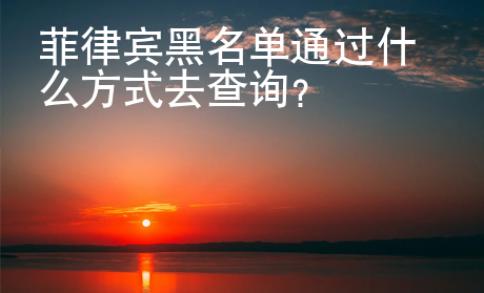 菲律賓黑名單通過什么方式去查詢？