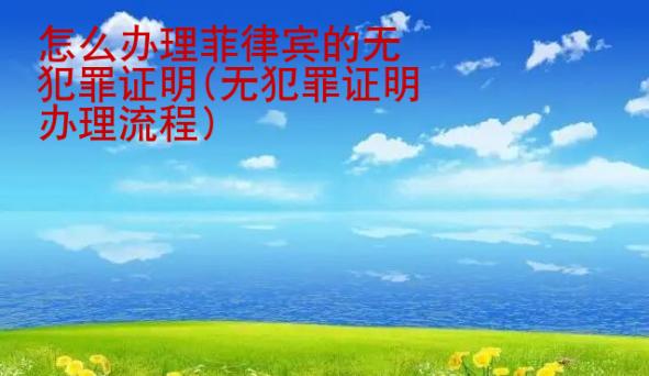 怎么辦理菲律賓的無犯罪證明(無犯罪證明辦理流程)
