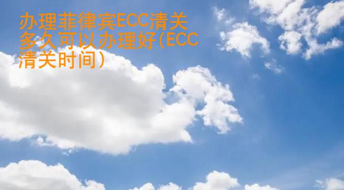 辦理菲律賓ECC清關多久可以辦理好(ECC清關時間)