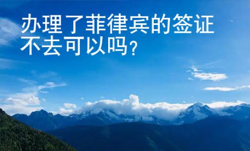 辦理了菲律賓的簽證不去可以嗎？