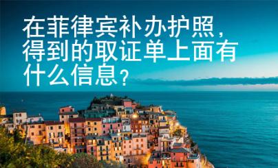 在菲律賓補辦護照，得到的取證單上面有什么信息？