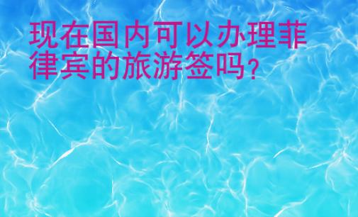 現在國內可以辦理菲律賓的旅游簽嗎？