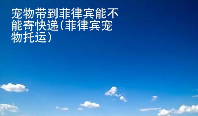 寵物帶到菲律賓能不能寄快遞(菲律賓寵物托運)