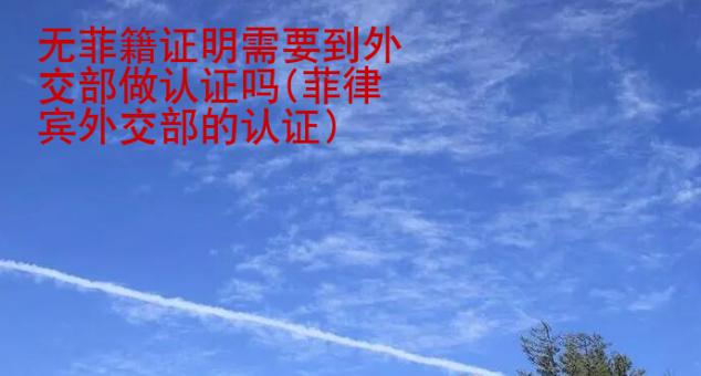 無菲籍證明<strong>需要</strong>到外交部做認證嗎(菲律賓外交部的認證)