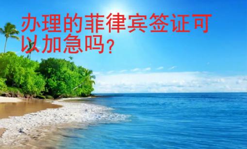 辦理的菲律賓簽證可以加急嗎？