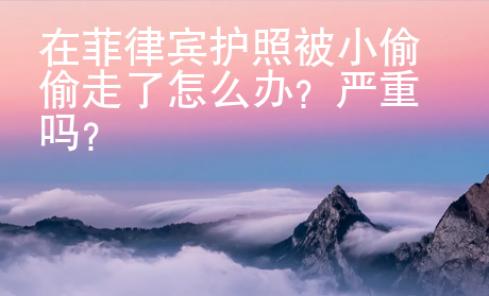 在菲律賓護照被小偷偷走了怎么辦？嚴重嗎？